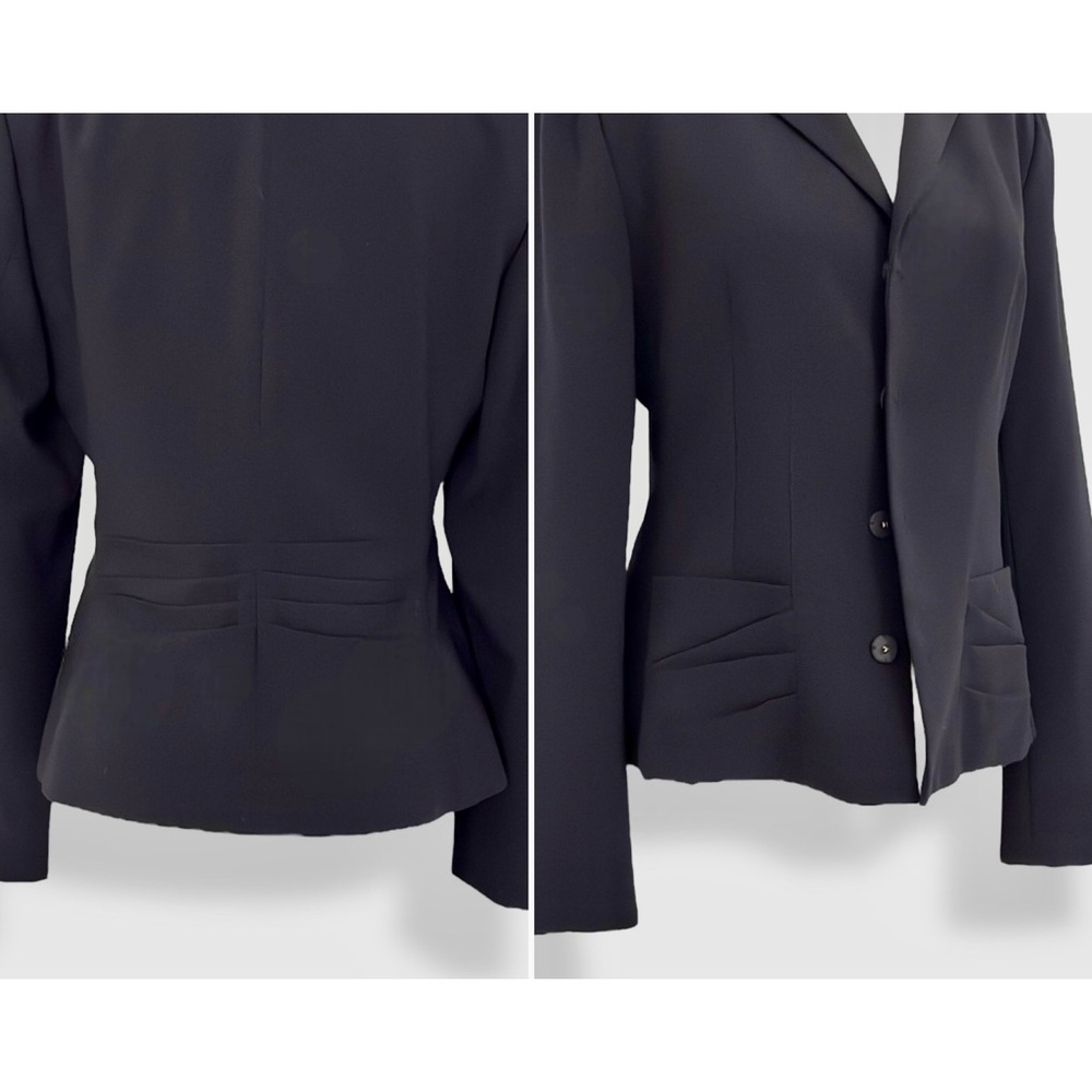Tahari Black Fitted Jacket. Beautiful pleated detail on the pockets and the back